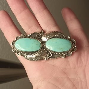 Turquoise and stainless steel  bolo pendant